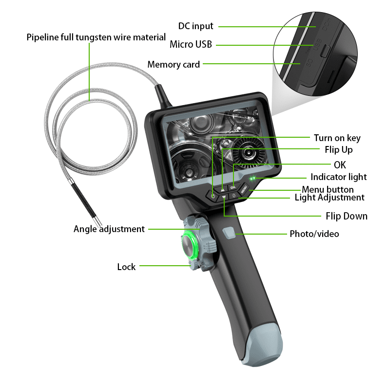 Borescope Inspection Camera - Avanline 4.5inch 360° 2-way Articulating Probe with Optional High Temp Probe