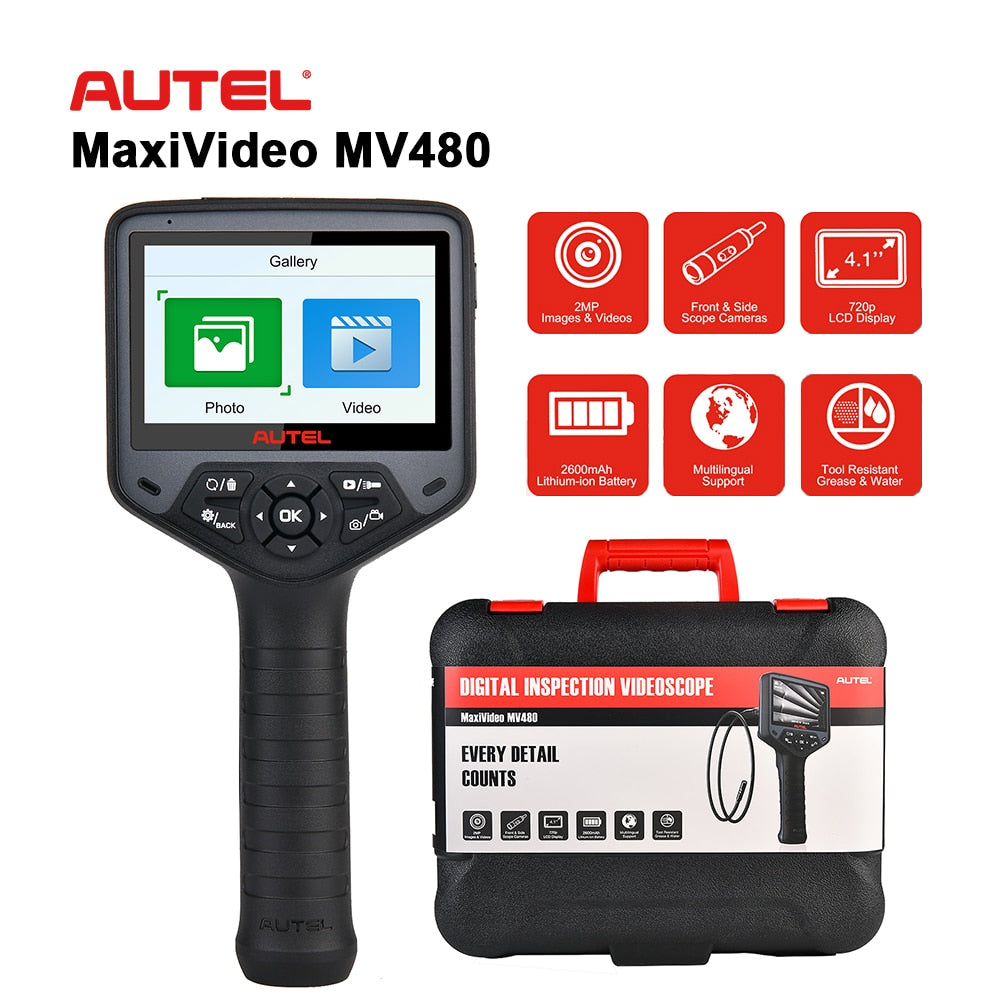 Borescope Inspection Camera - Autel MaxiVideo MV480 4.1" Digital Videoscope Dual Lens