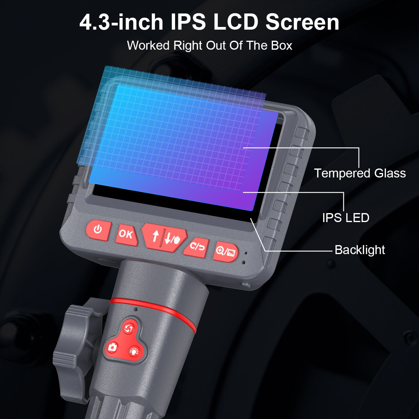 Borescope Inspection Camera - 4.3" Screen with 2 Way 180 Degree 6mm or 8mm waterproof probe