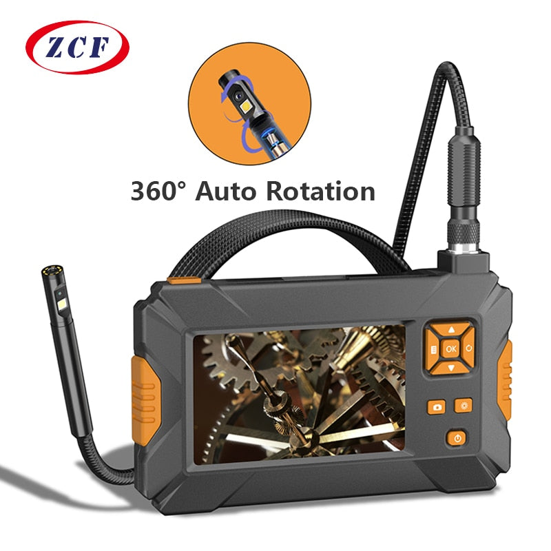 Borescope Inspection Camera - 360° Auto Rotation Dual Lens 4.3'' IPS Screen