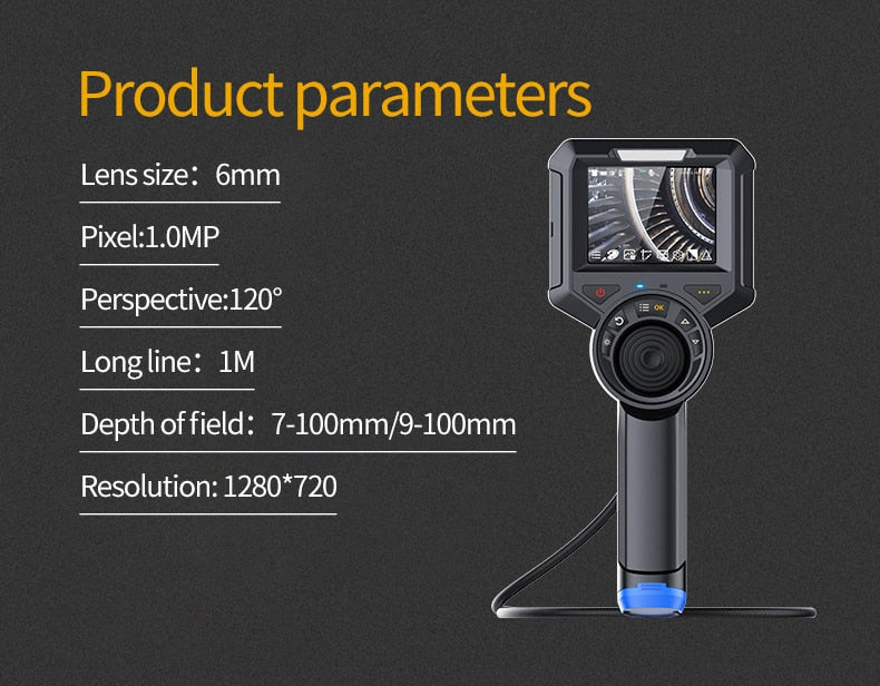 Borescope Inspection Camera - 360 Degree Steering with 6mm probe & 3.5in LCD Screen