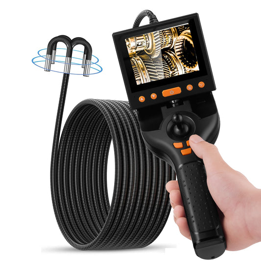 Borescope Inspection Camera - 3.5in Display 720° 4-Way Rotation Articulating IP67 Probe with 8 LED Light