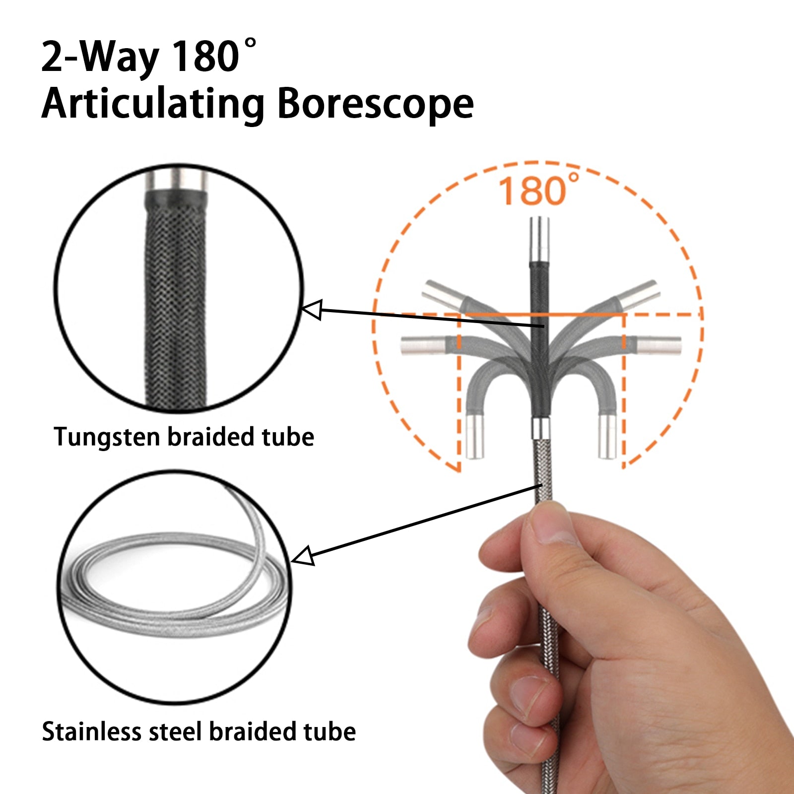 Borescope Inspection Camera - Avanline 4.5inch 360° 2-way Articulating Probe with Optional High Temp Probe