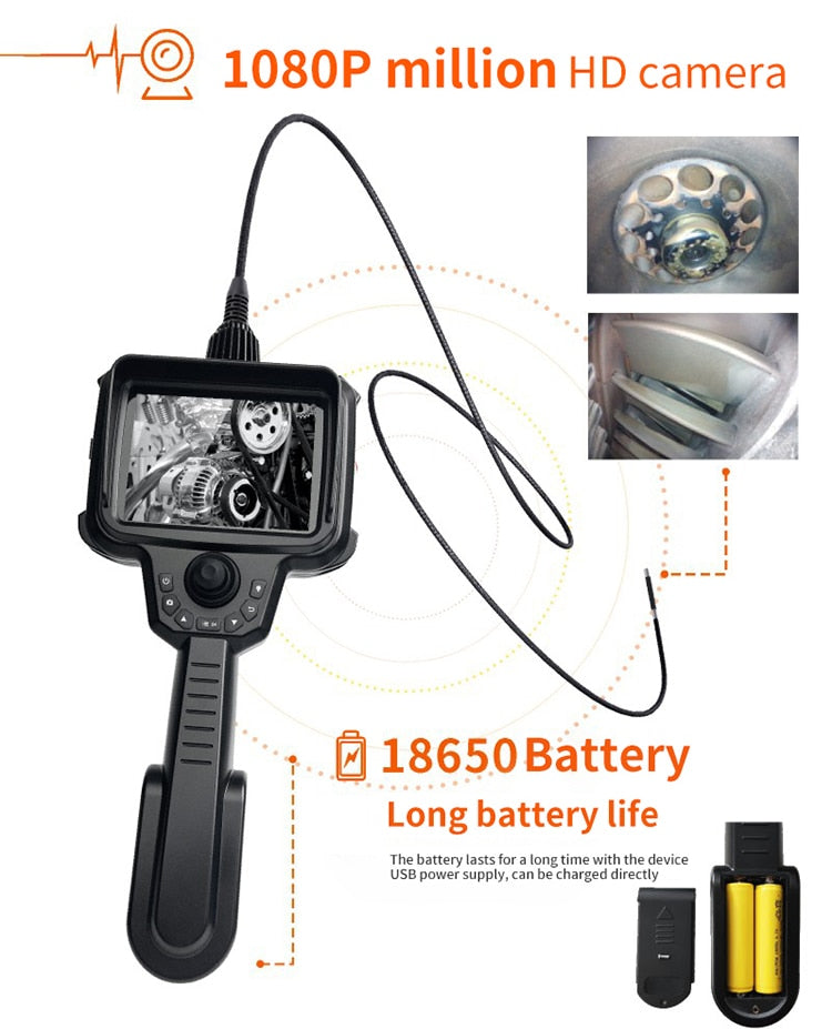 Borescope Inspection Camera - WS-K Series Articulating 1080p Probe With 5in LCD
