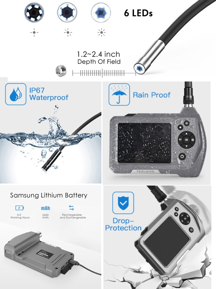 Borescope Inspection Camera - Teslong NTS150 1.0MP HD 3.5" LCD Monitor