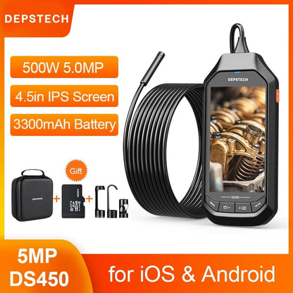 Borescope Inspection Camera - 4.5 INCH IPS SCREEN 2MP or 5MP WITH SINGLE or DUAL-LENS Probe 5m